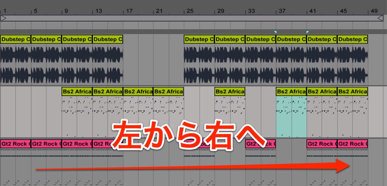 「左から右」に演奏が進んでいきます。