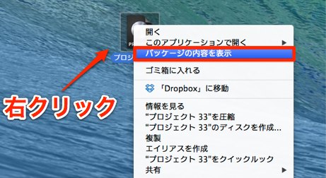 パッケージ内容を表示