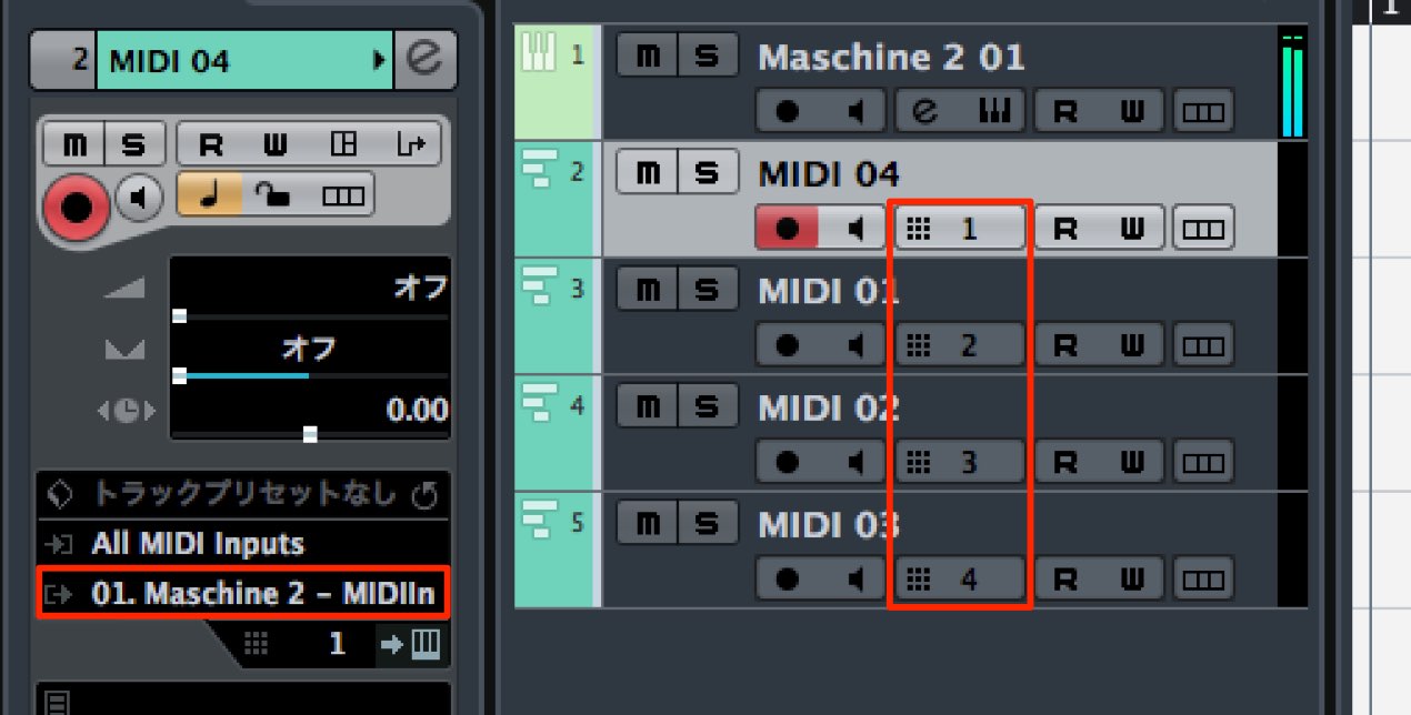 MIDIトラックの割り当て