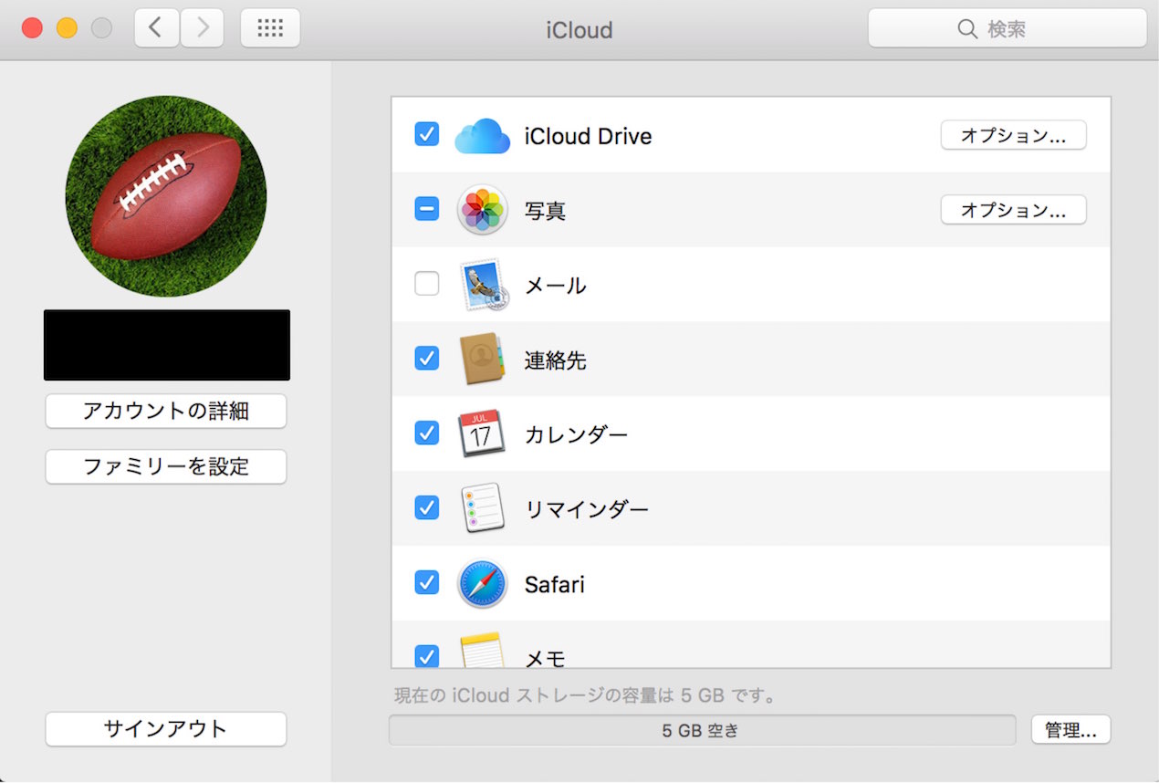 iCloud同期項目