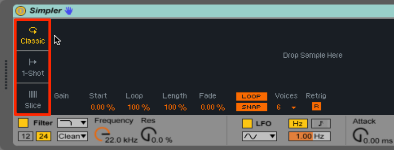 Simpler_3種類の再生モード