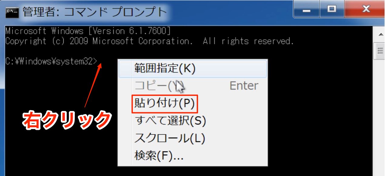 コマンドのペースト