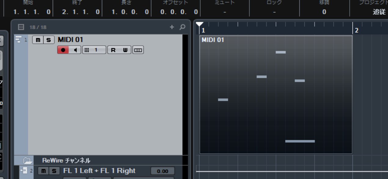 MIDI打ち込み後