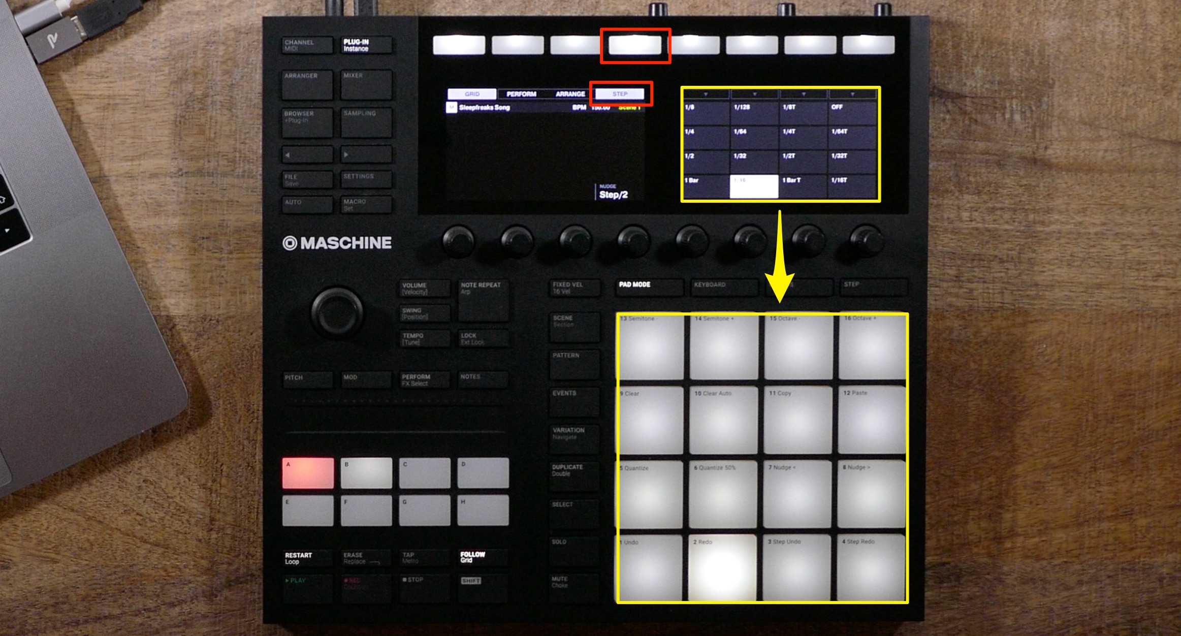 クオンタイズ音価の選択 Maschine_MK3