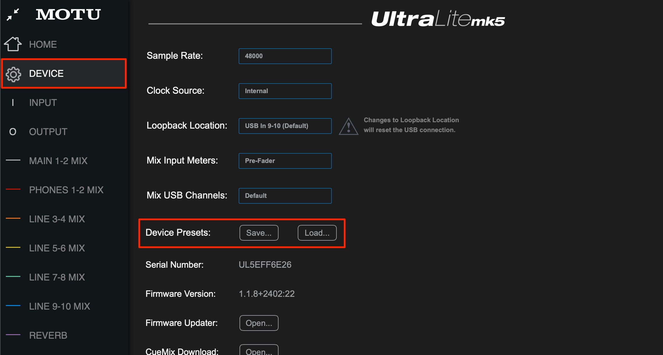 Preset CueMix