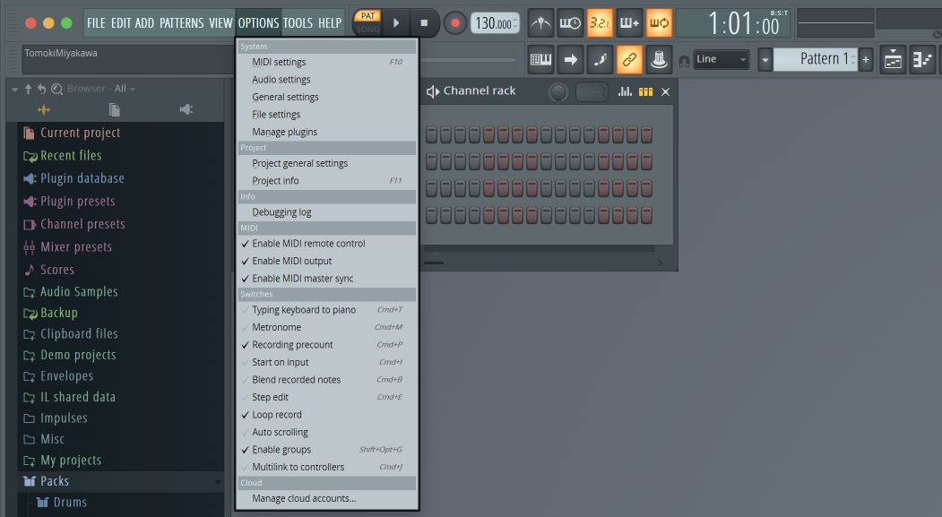 FL Studio Menu